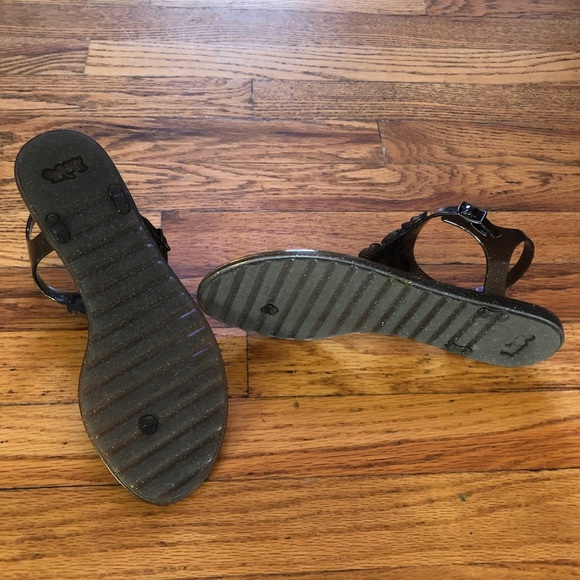 Coach Black With Silver Sparkle Jelly Sandals, 8 - Picture 4 of 7